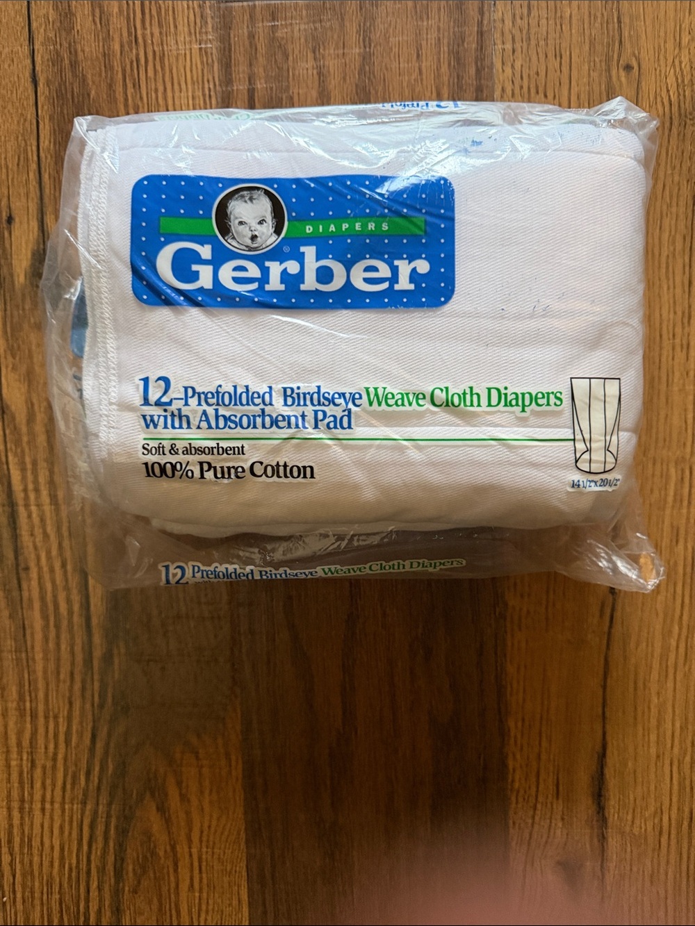 VTG Gerber Cotton Cloth Baby‎ Diapers 12 Prefold Birdseye Weave White New-Read